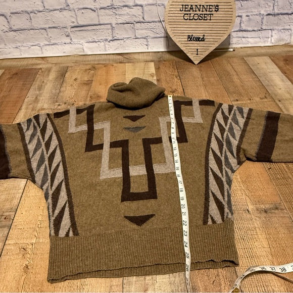 Lauren Ralph Lauren Lambswool Aztec Slouchy Dolman Sleeve Cowl Neck Top - M - Picture 7 of 11